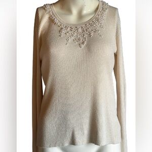 WinterSilks Cream Knit Top